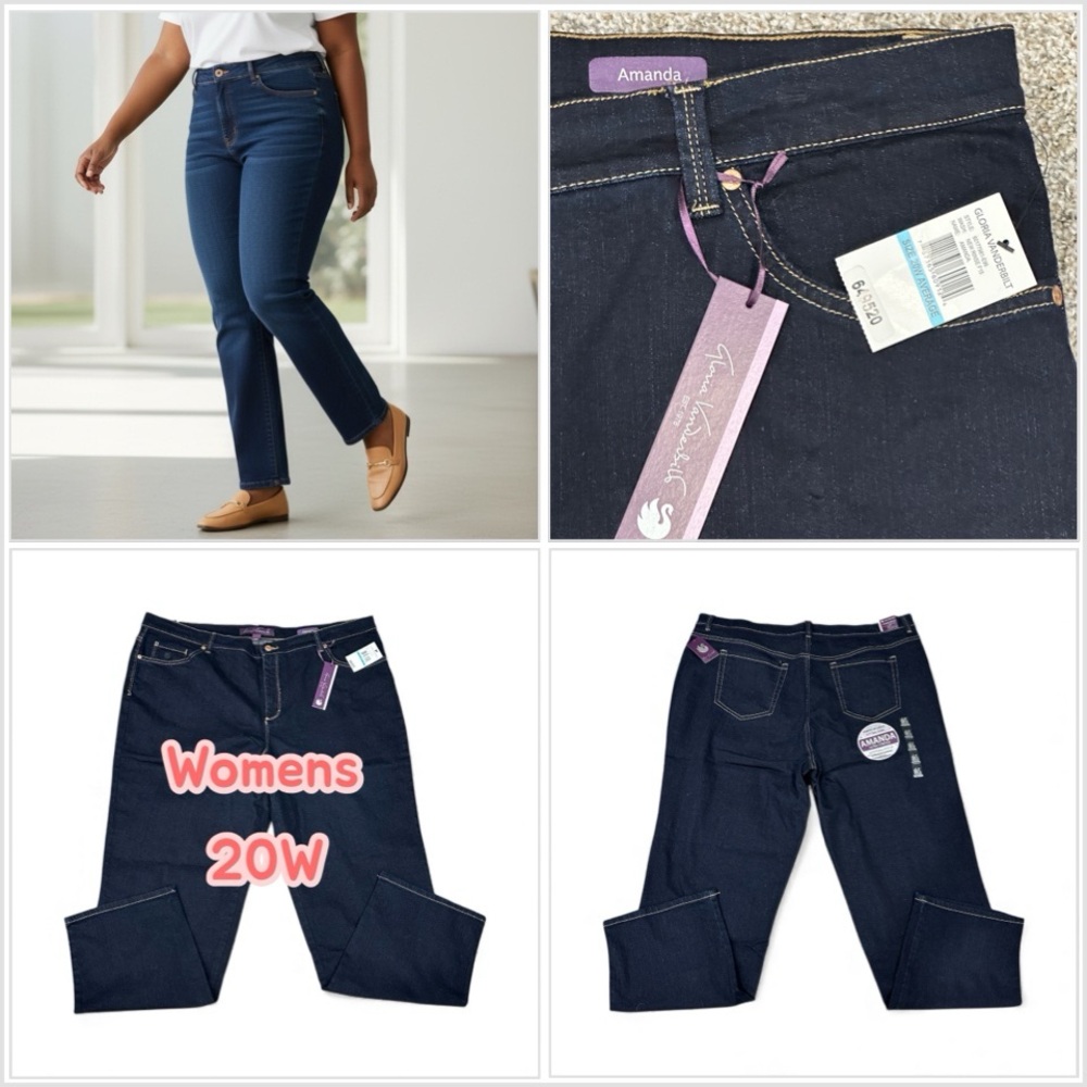 Gloria Vanderbilt 20W XXL Jeans Navy Blue Stretch Slimming Amanda High Rise NWT